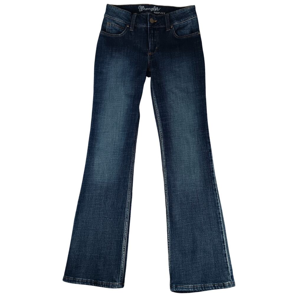 Wrangler‎ Boot Cut Jeans Womens 3 28X32 Blue Wash Riding Stretch Western Rodeo